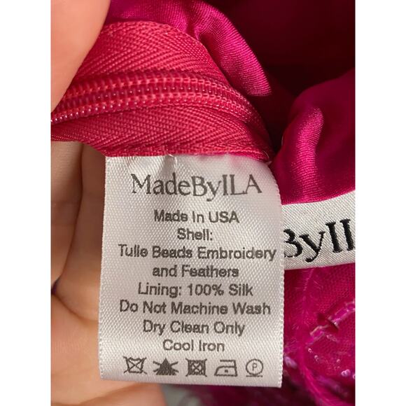 MadebyILA Julia 100% Silk Ostrich Feather Burlesque Party Formal Prom Goddess XS - Picture 14 of 15